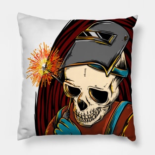 Welder Skull Art Pillow