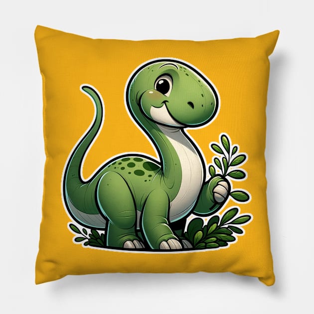 Cute brontosaurus Pillow by Ferdi Everywhere