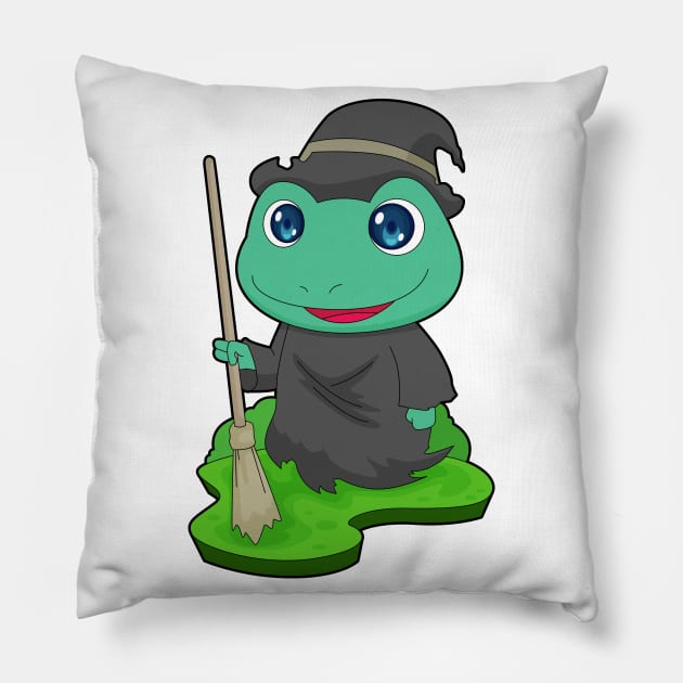Frog Witch Broom Pillow by Markus Schnabel