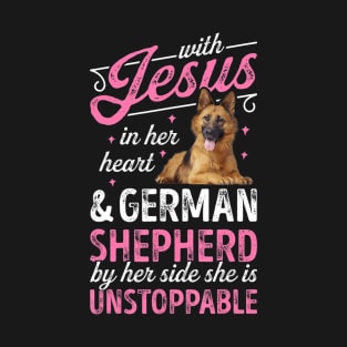 With Jesus In Her Heart And German Shepherd T-Shirt