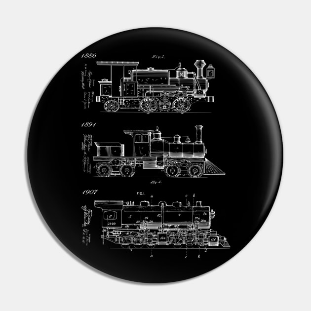 Vintage Steam Trains Patent Print Pin by MadebyDesign