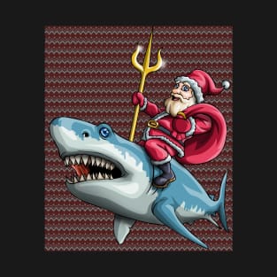 Santa Sea Sleigher Funny Santa Shark Ugly Christmas Gift T-Shirt