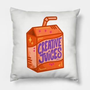 "Creative Juices" - Cute Orange Juice Box of Creativity Pillow