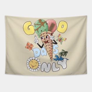 70s Vintage Doodle Ice Cream Cone Tapestry