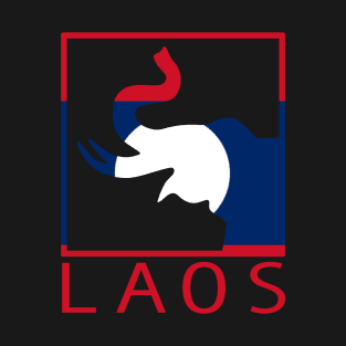 LAOS Boxed Typography | Laotian | Sabaidee | Lao Flag T-Shirt
