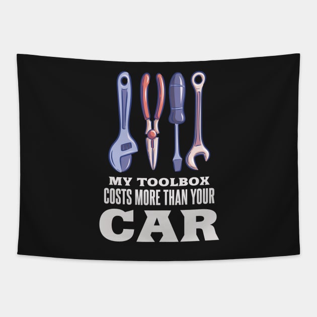 MECHANIC: Mechanic Toolbox Gift Idea Tapestry by woormle