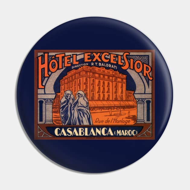 Vintage Travel Poster, Hotel Excelsior, Casablanca, Morocco Pin by MasterpieceCafe