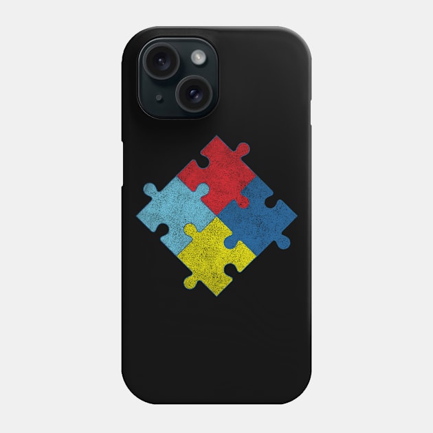 Autism Awareness Puzzle Pieces Vintage Phone Case by Flippin' Sweet Gear