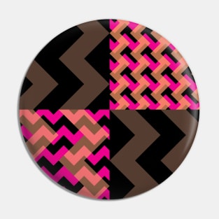 'Ziggy' - in Cerise and Orange on a Black and Brown base Pin