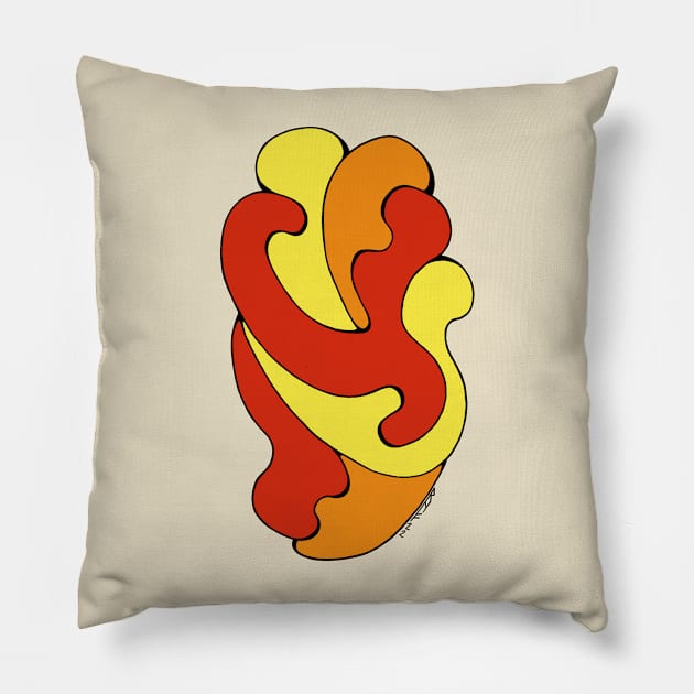 Embracing Curves (Yellow, Red, Orange) Pillow by AzureLionProductions