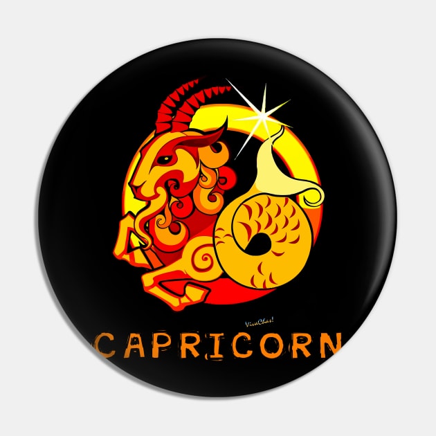Capricorn Capricornus Goat-Horned Zodiac Pin by vivachas