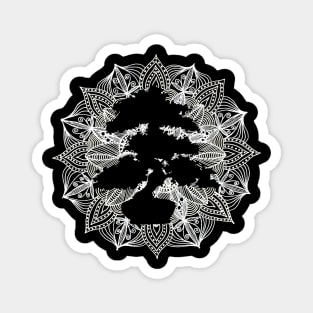 White Mandala Circle Bonsai Tree Magnet