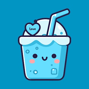 Cute Blue Lagoon Cocktail Drink in Kawaii Style | Kawaii Food Art Lovers T-Shirt