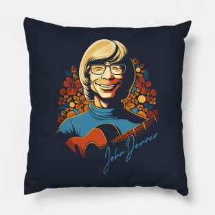 John Denver -  Retro Fan Artwork Pillow