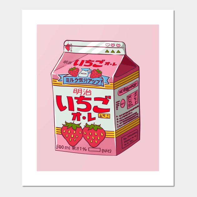 Strawberry Milk Print Milk Affiche Et Impression D Art Teepublic Fr