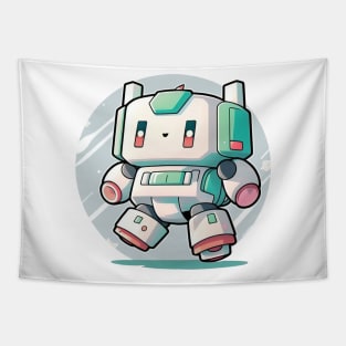 Colourful kawaii mech robot modern illustration Tapestry