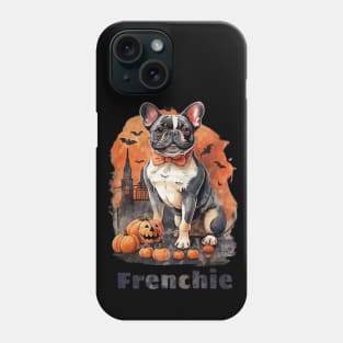 French bulldog, witch hat and Spider web, scary Halloween, jack pumpkin, spooky Phone Case