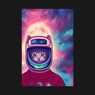 Space Cat Astronaut in Deep Space T-Shirt