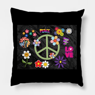 Retro Hippie Peace Pillow