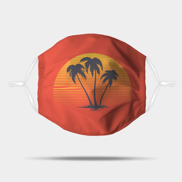 Download Retro Vintage Sunset With Palm Trees At The Beach Retro Sunset Mask Teepublic