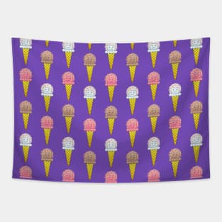 Ice Cream Cones Pattern on Violet Tapestry