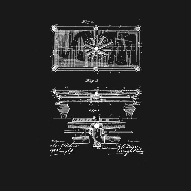 Billiard Table Vintage Patent Drawing by TheYoungDesigns