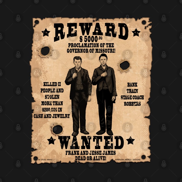 Frank & Jesse James Wild West Wanted Poster by Airbrush World