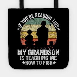 Funny Fishing Buddy Grandpa & Grandson Gift Idea Fathers Day Tote