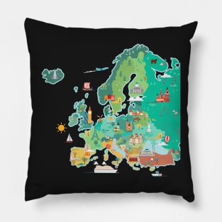 Map of Europe Pillow