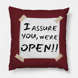 I assure you we are open, Clerks Pillow