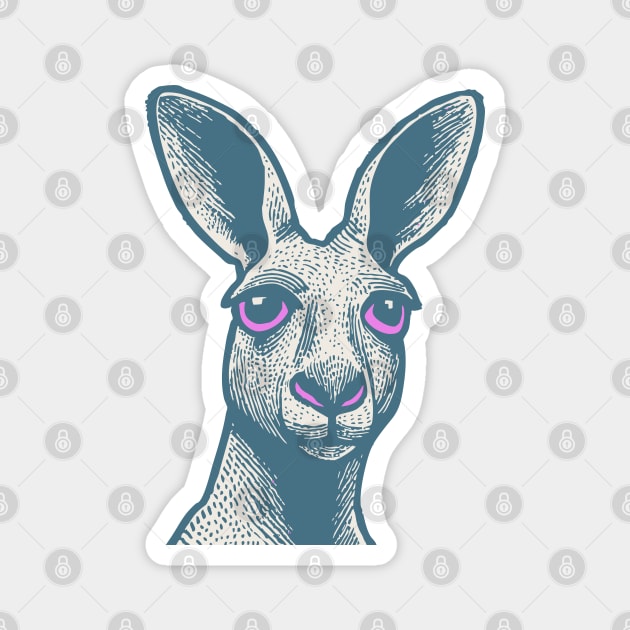 Expressive Kangaroo Portrait Art for Australian Themed Kids Room Magnet by TuncGK