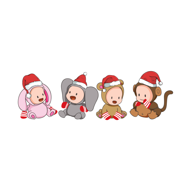Pets With Santa Hats Cute Christmas by Skylane