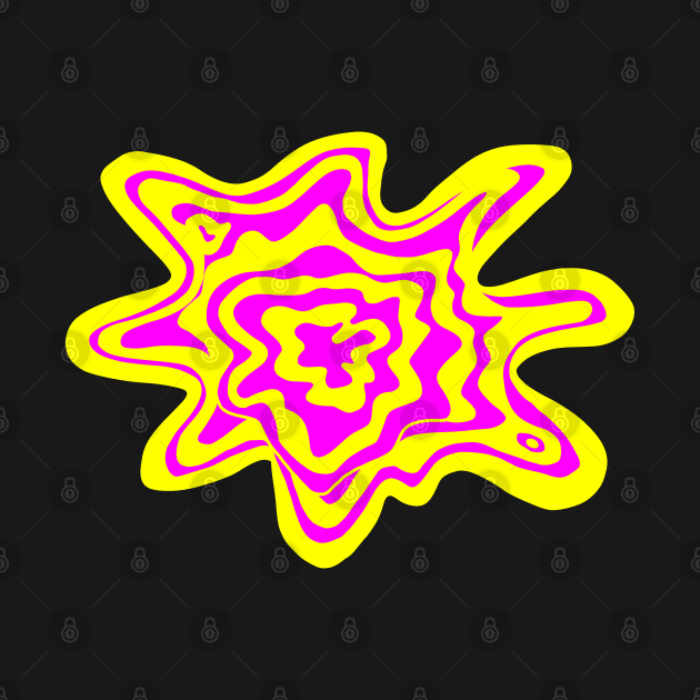 Trippy Topographic Contour Fluid Line Art Graphic Pink and Yellow by Ciara Shortall Art