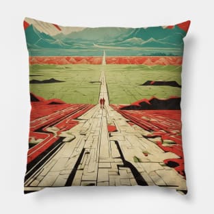 Nazca Lines Peru Tourism Vintage Poster Pillow