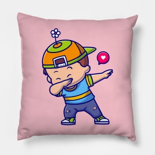 Cute Boy Dabbing Cartoon Pillow