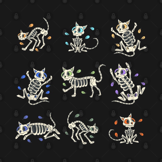 Colorful Cat Skeleton Day of the Dead Candy Skeleton by Scriptnbones