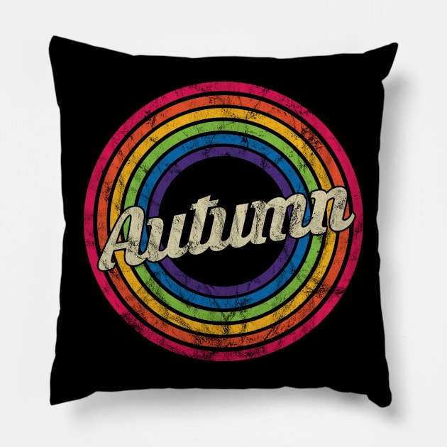 Autumn - Retro Rainbow Faded-Style Pillow by MaydenArt