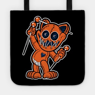 Happy VooDoo Kitty Cat Doll Orange and Navy Blue Tote