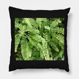 Spiraling Green Ferns in the Rain Pillow