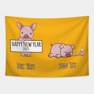 Happy New Year 2019 Funny Year Of The Pig Shirt NYE T-Shirt Tapestry