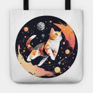 Cute Cat Moon Funny Cat - Floating in Space Tote