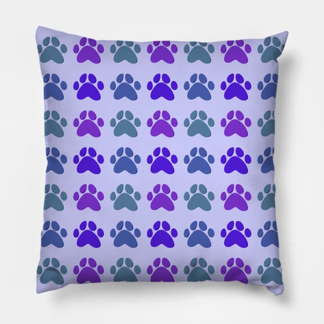 Paw Prints Pattern (Purple) Pillow by KelseyLovelle