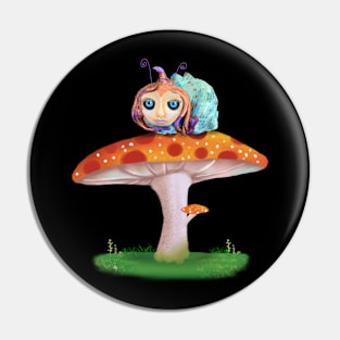 Zoe and her Mushroom Pin