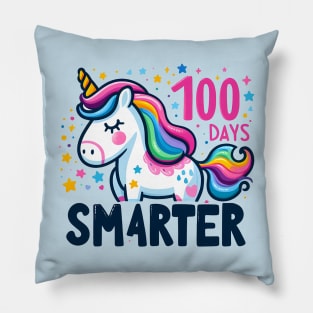 100 days smarter, kids adorable unicorn Pillow