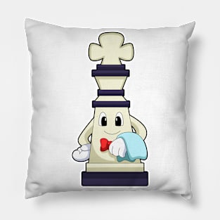 Chess piece King as Waiter with Towel Pillow