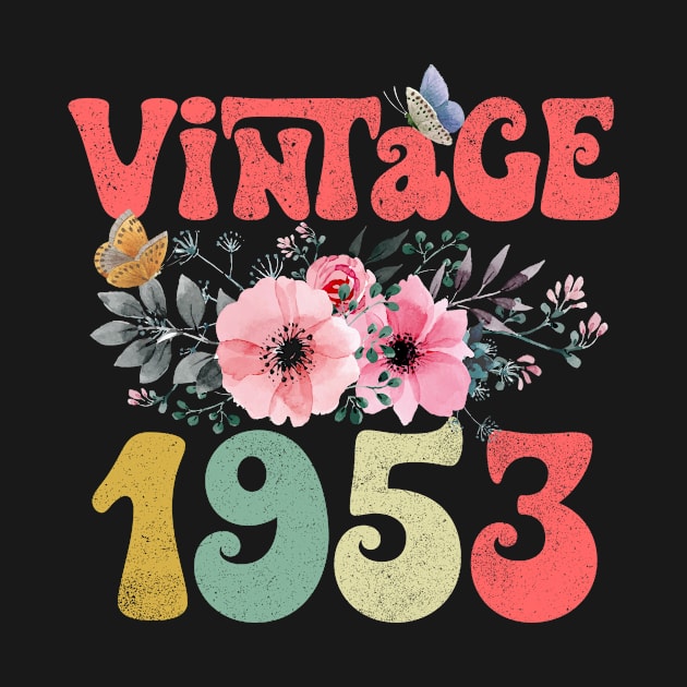 Vintage 1953 Floral Retro Groovy 70th Birthday by Kens Shop