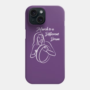 March to a Different Drum - Woman With Bodhran - white Phone Case