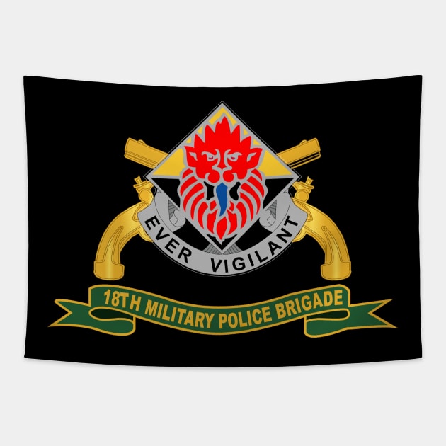 18th Military Police Brigade - DUI w Br - Ribbon Tapestry by twix123844