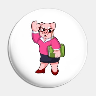 Pig as Secretary with Glasses Pin