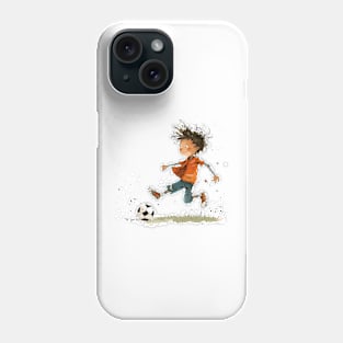 Little Boy Playing Soccer Phone Case